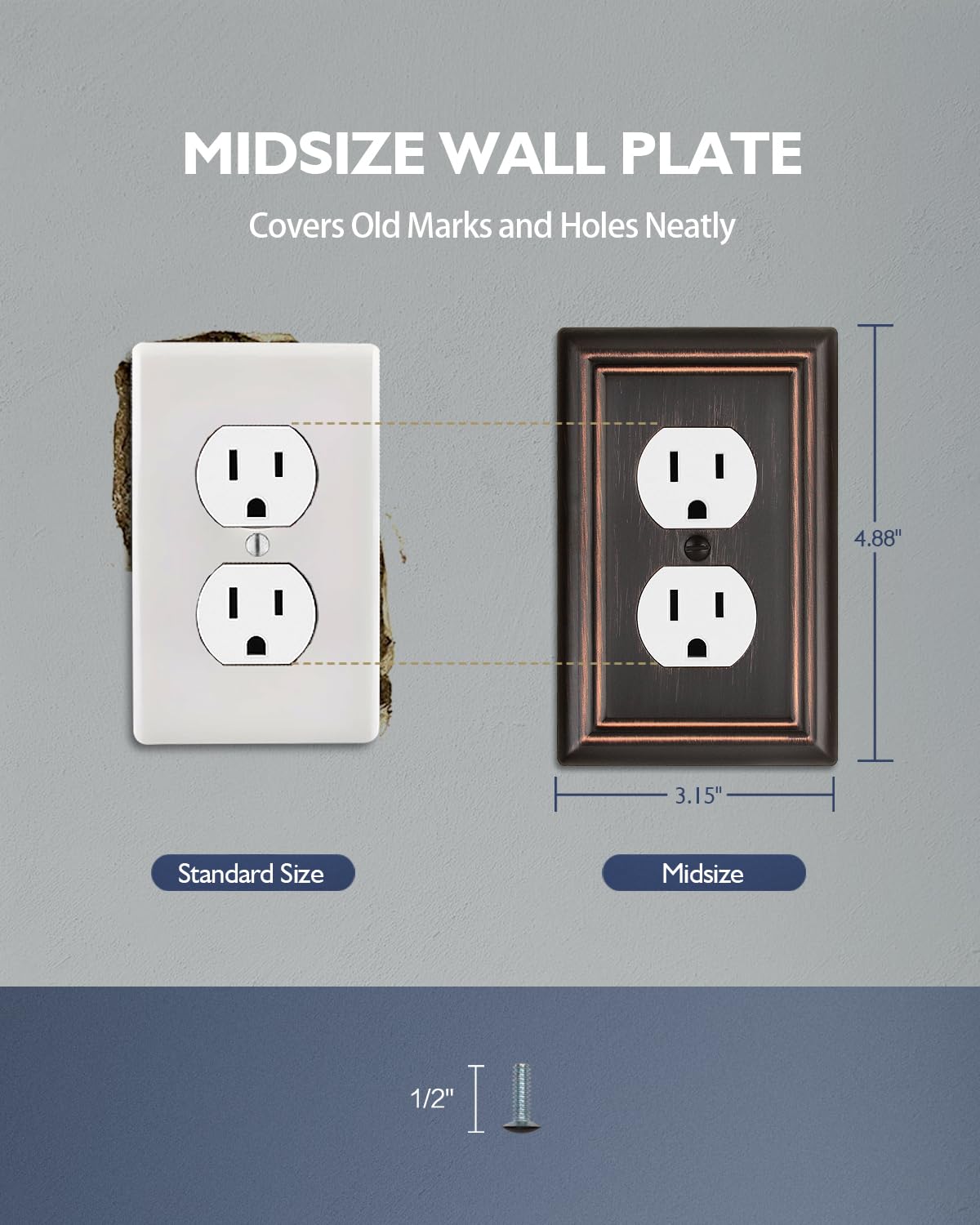 ZILLSEA Metal Wall Plates – Aged Bronze, 1 Duplex, 4 Pack | Decorative Switch Plates & Outlet Covers