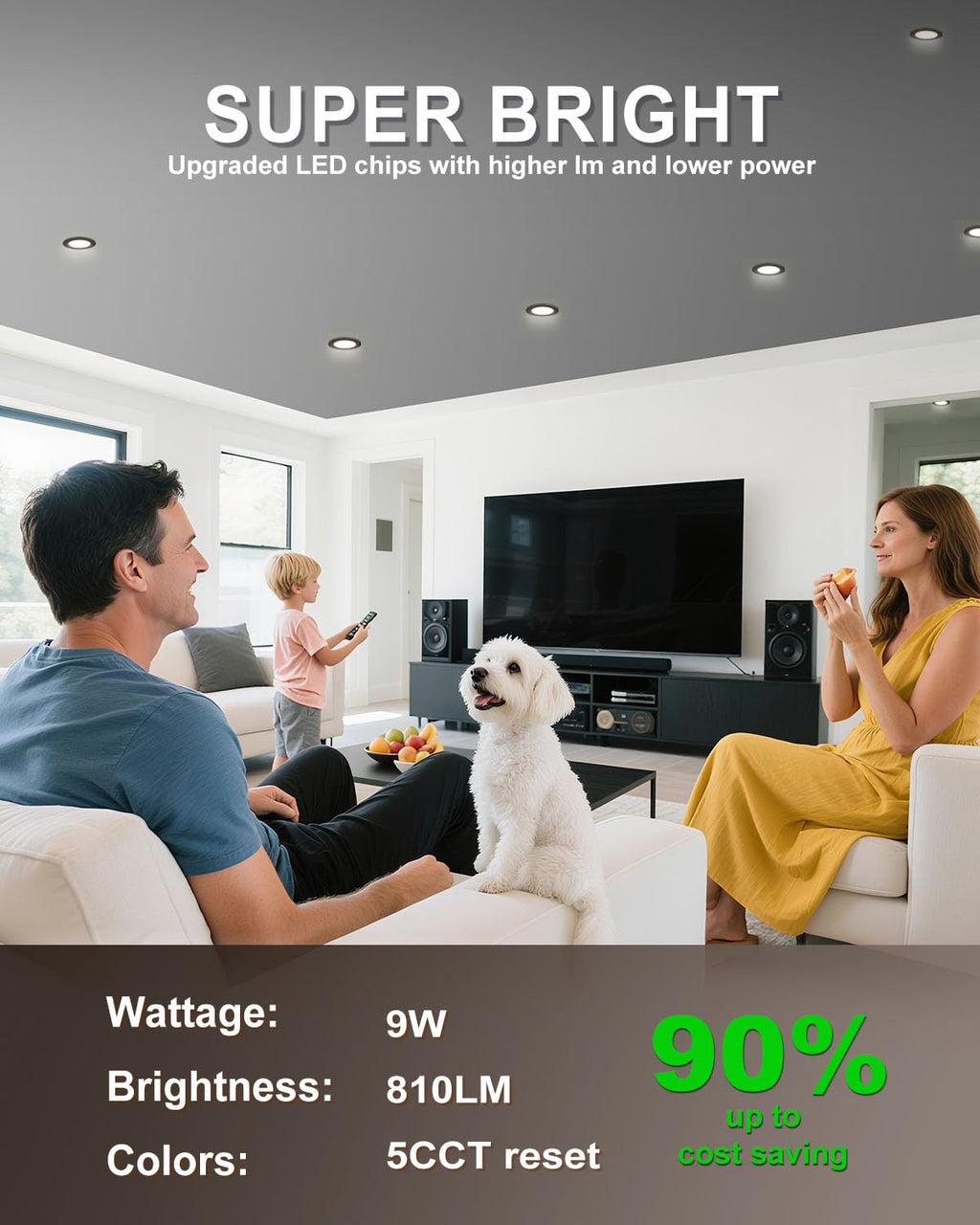 Zouzai 24-Pack 4-Inch Black LED Recessed Lights – 5CCT Dimmable 9W, IC Rated, ETL & Energy Star